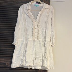 Cream Button-Up Tunic Dress